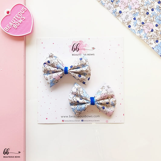 Blue Blooms Mini Hair Bow Set