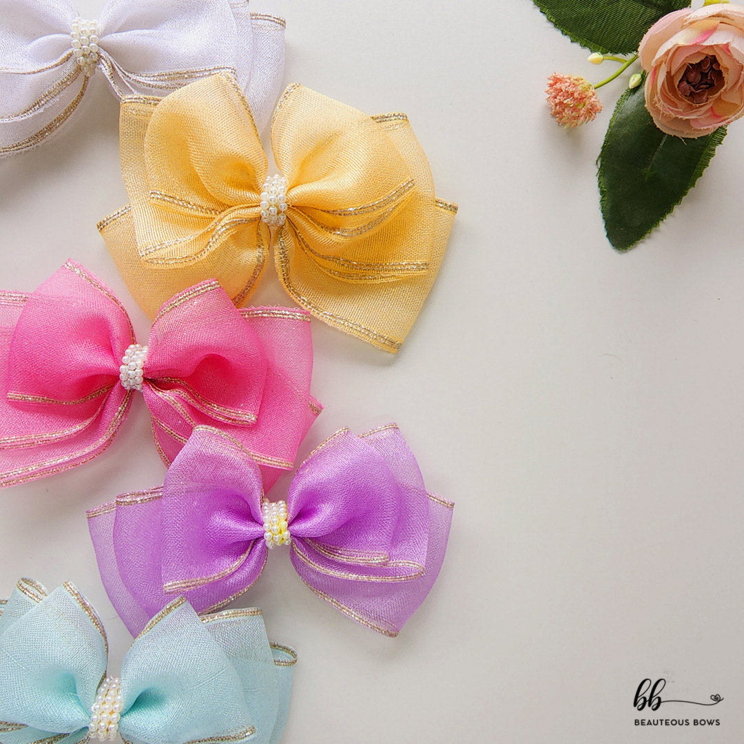 Butterfly Organza Beaded Hair Bow