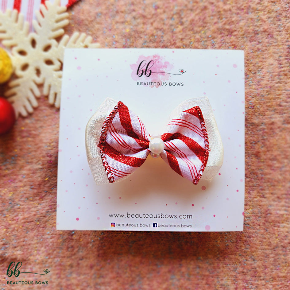 CandyCane White Bow