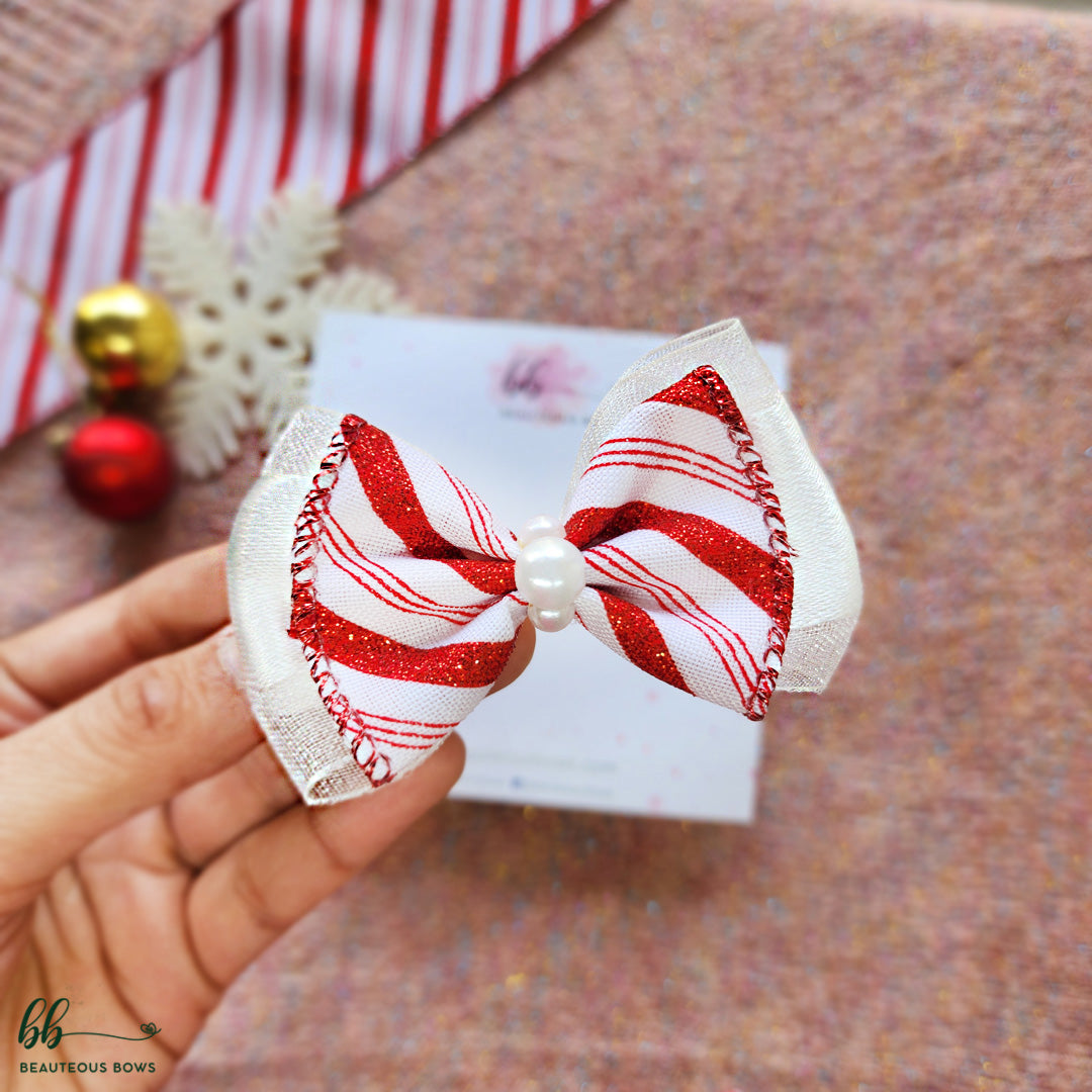 CandyCane White Bow