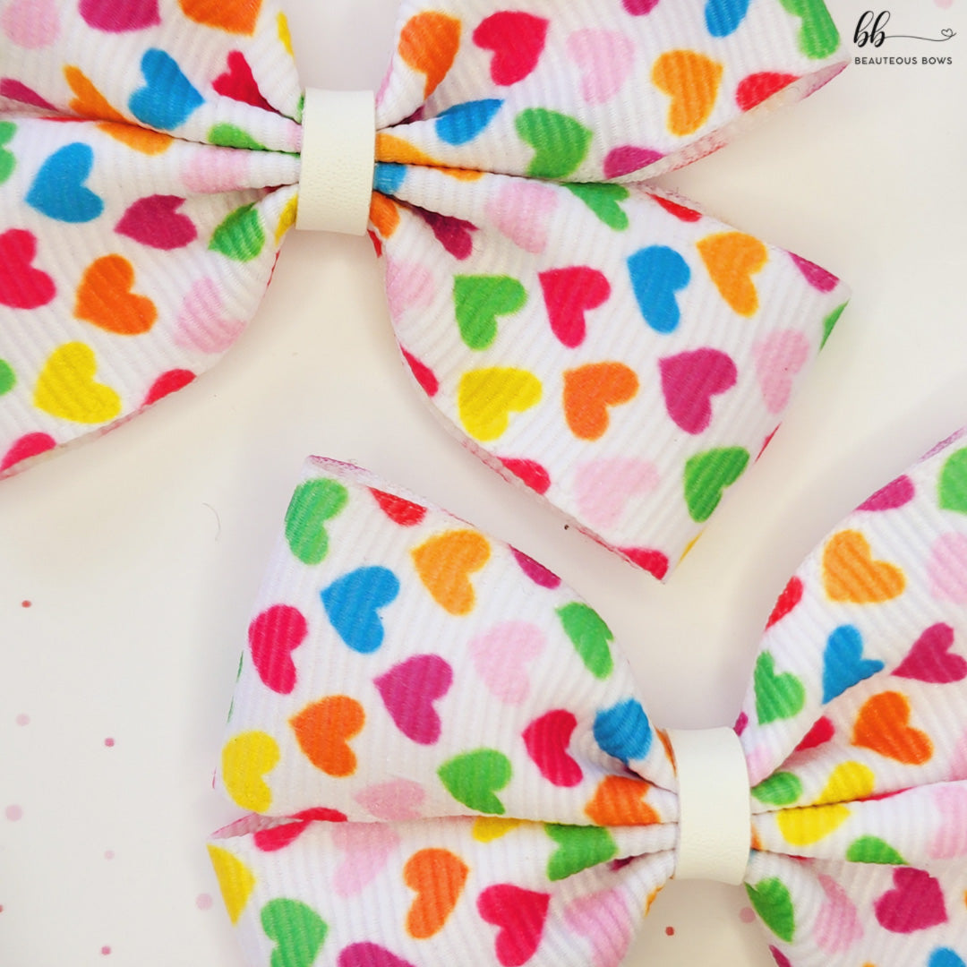 Colourful Hearts Mini Bow set of 2