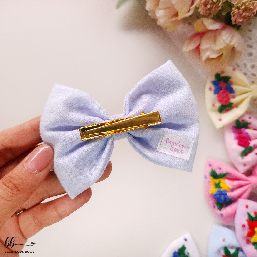 Fields of Love Embroidery Hair Bow