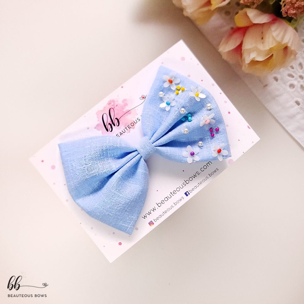 Floral Sprinkles Embroidery Hair Bow