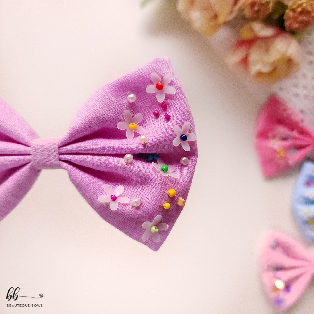 Floral Sprinkles Embroidery Hair Bow