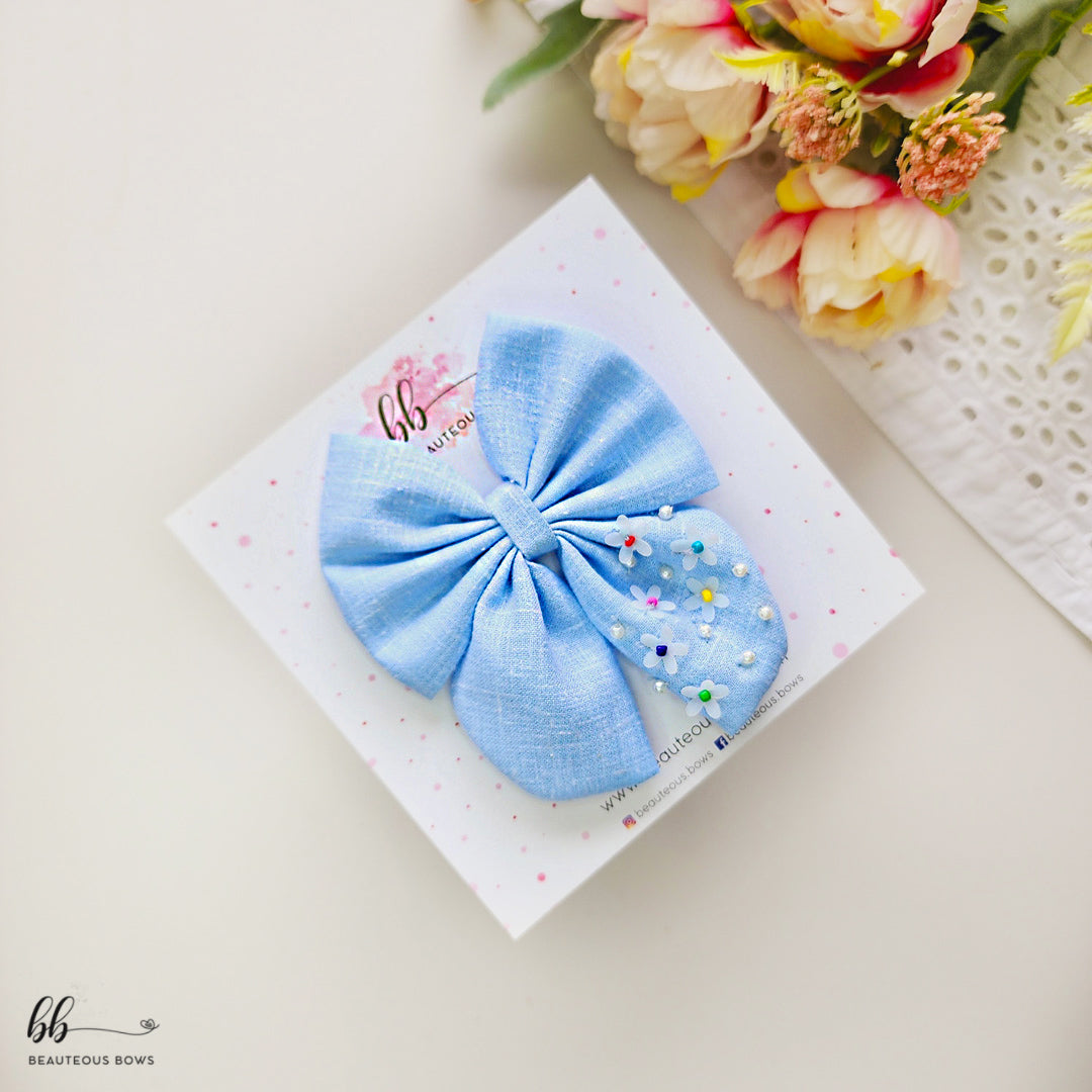 Floral Sprinkles Pigtail Hair Bow