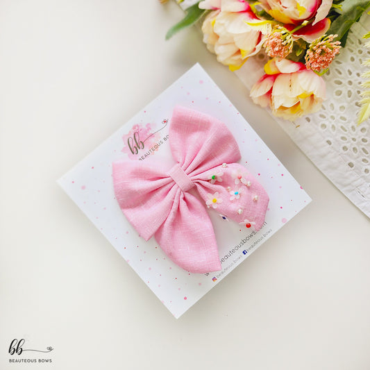 Floral Sprinkles Pigtail Hair Bow