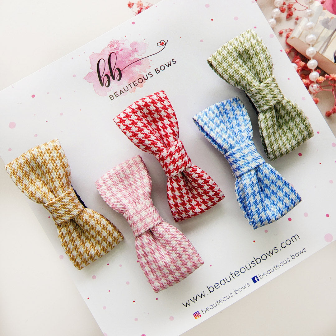 Gingham Checkered Bow Set of 5