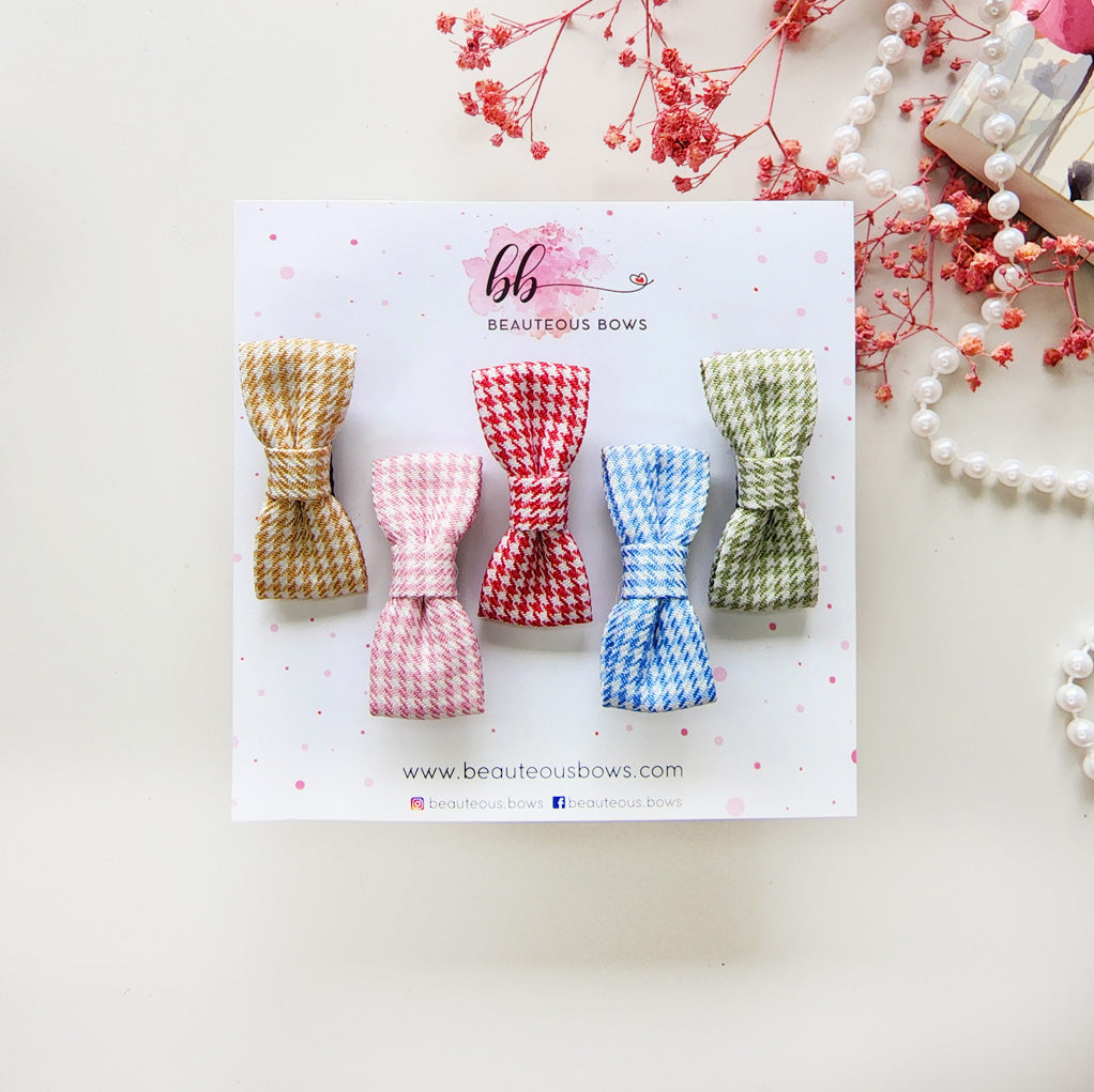 Gingham Checkered Bow Set of 5