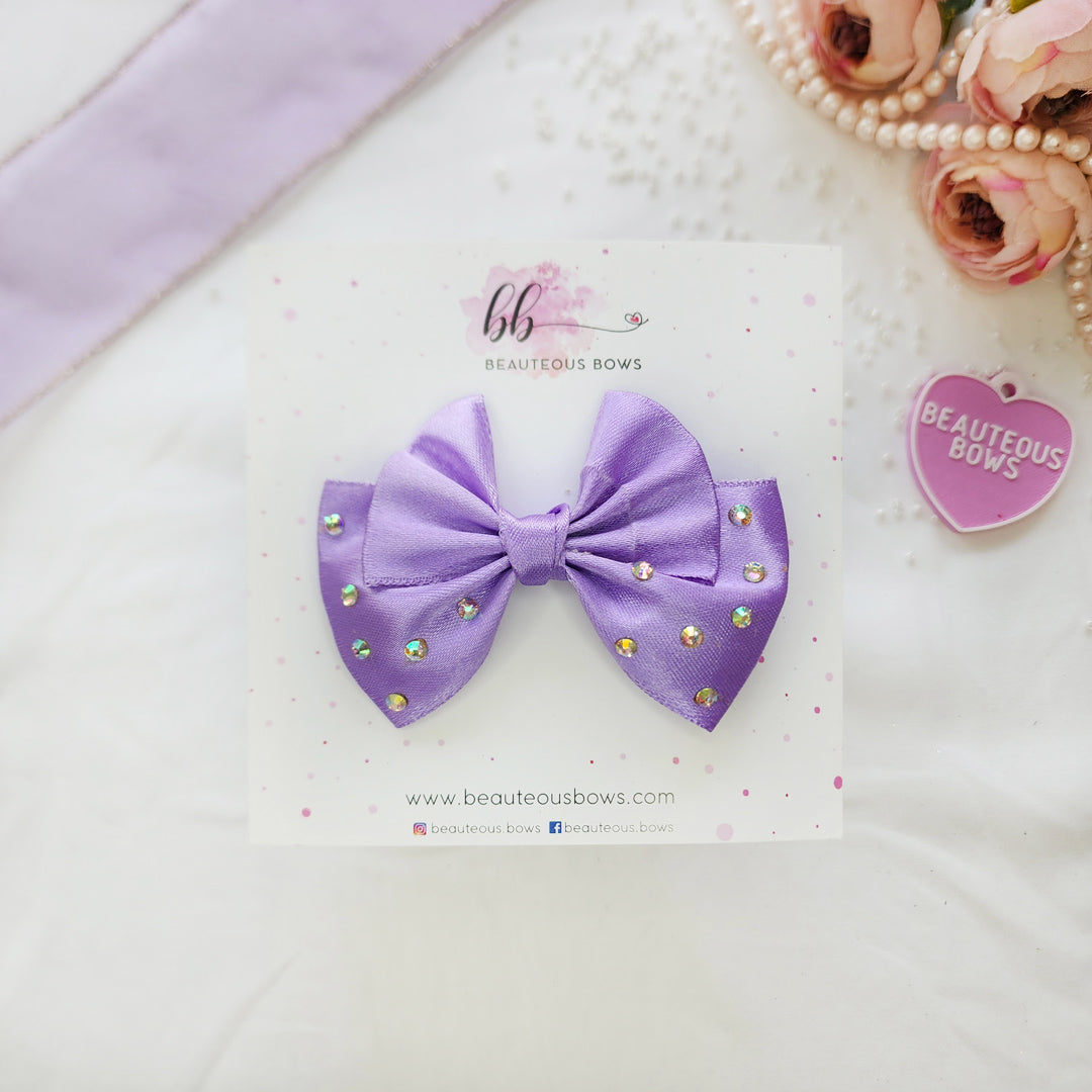 Satin Bejewelled Bow - 8 colours