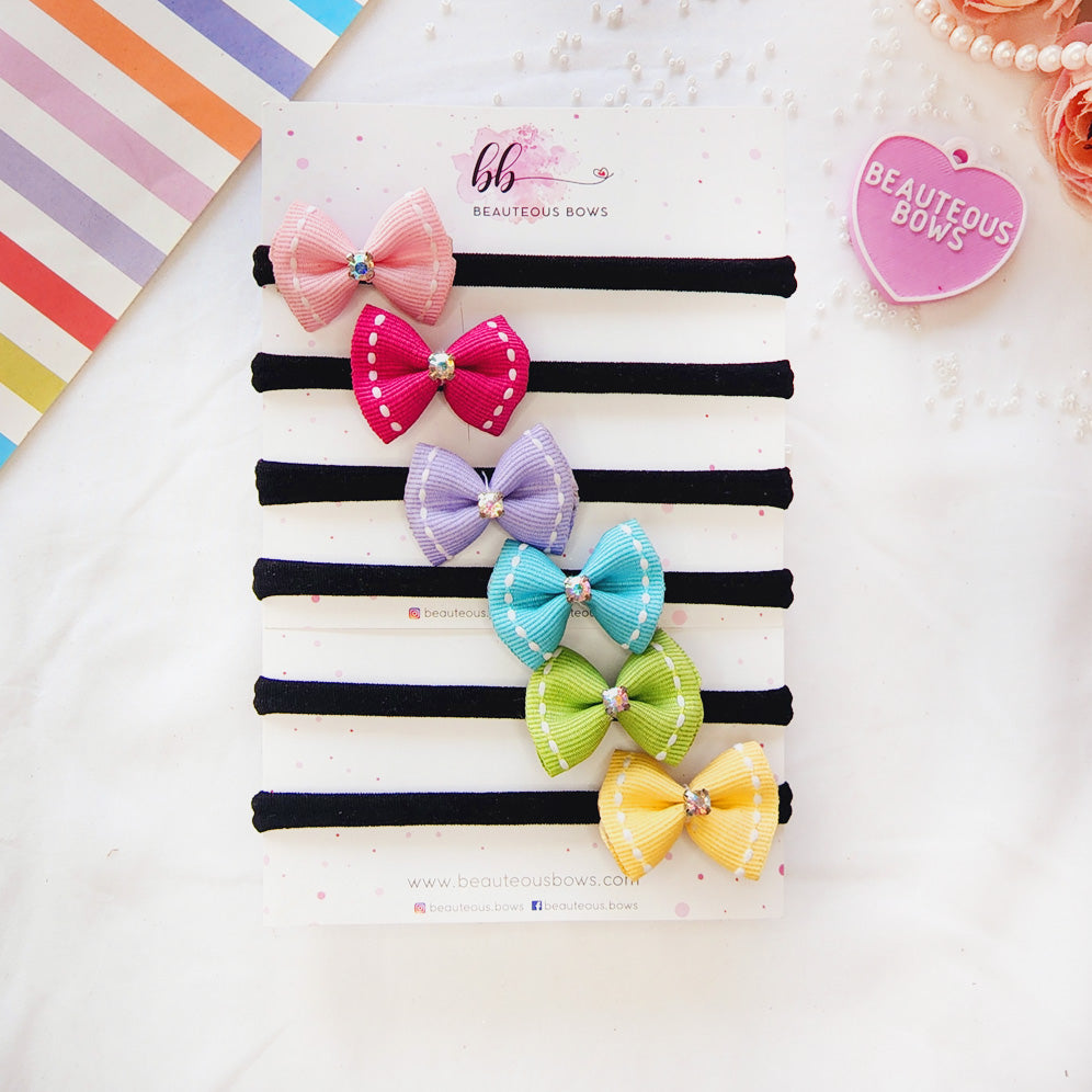 Bejewelled Mini Bow Headband Set