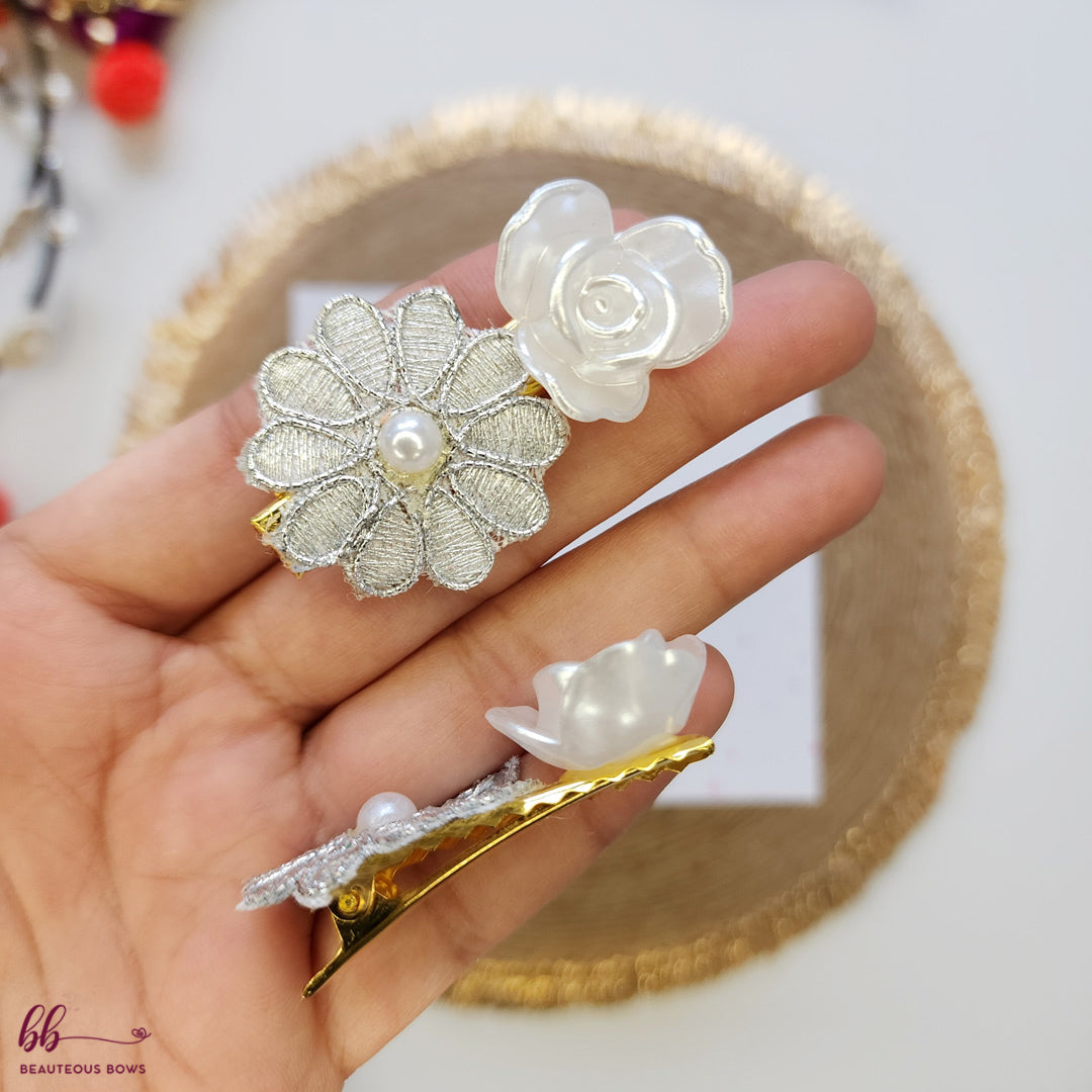 Silver Moti Gulbahaar Clip Set