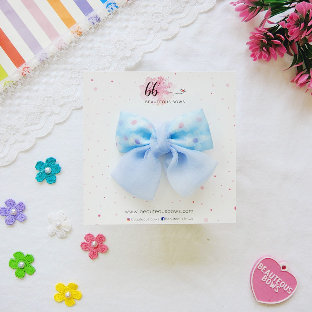 Printed Organza Double Bow