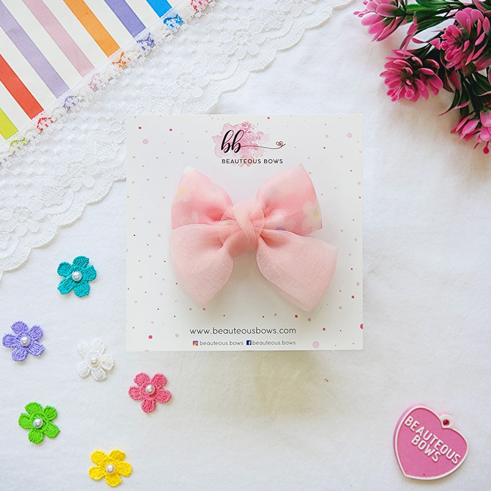 Printed Organza Double Bow