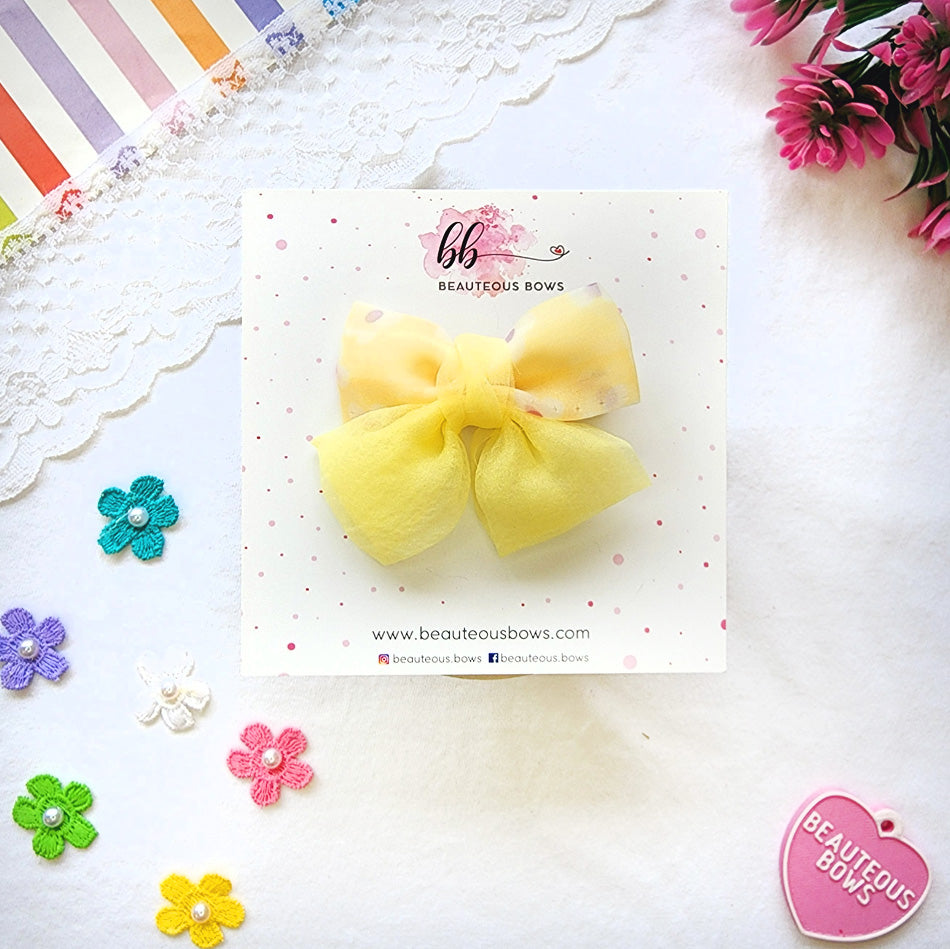 Printed Organza Double Bow