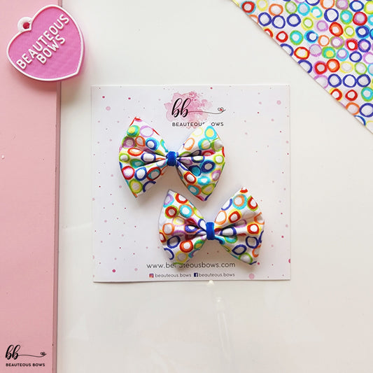 Rainbow Rings Mini Hair Bow Set