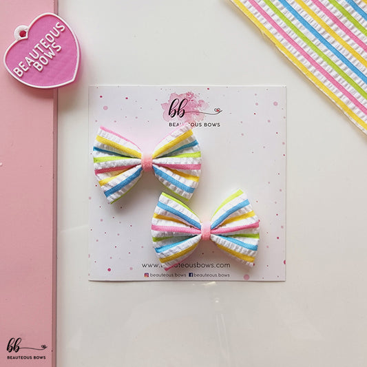 Rainbow Stripes Mini Hair Bow Set