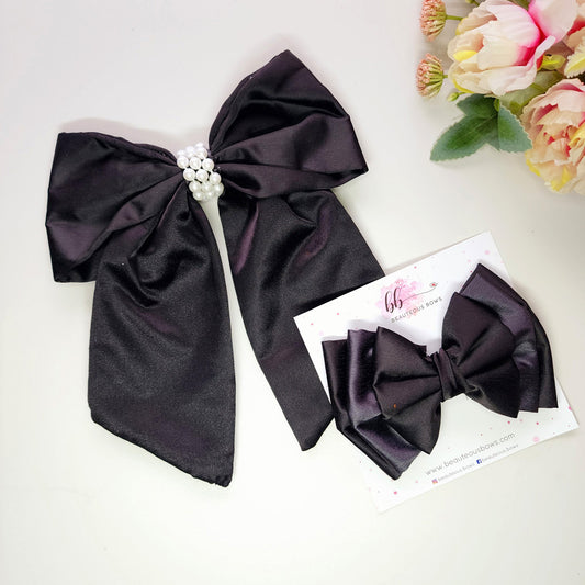 Dual & Tailed Satin Bow Set