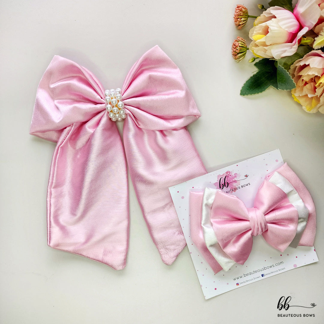 Dual & Tailed Satin Bow Set