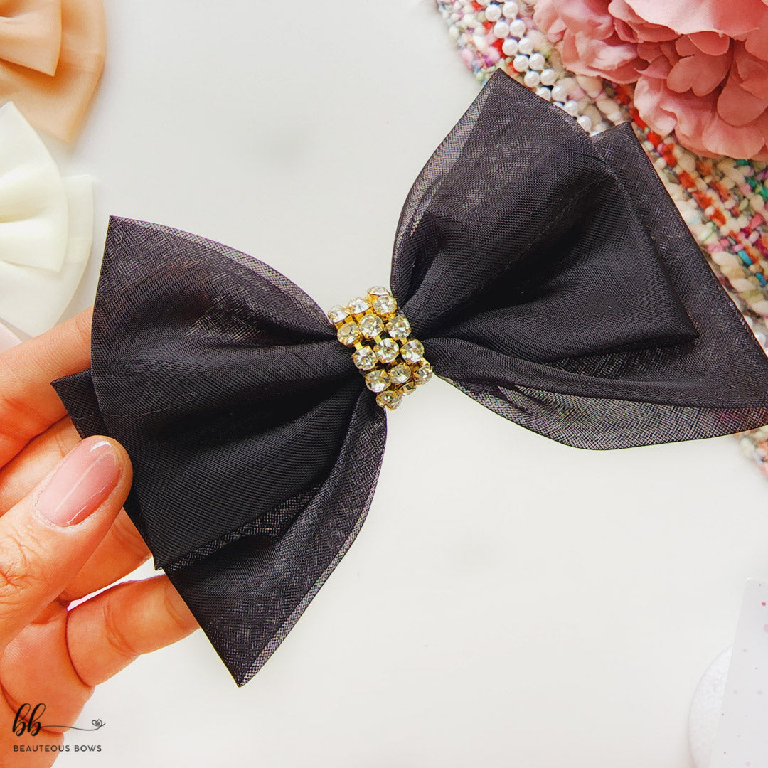 Diamond Organza Hair Bow