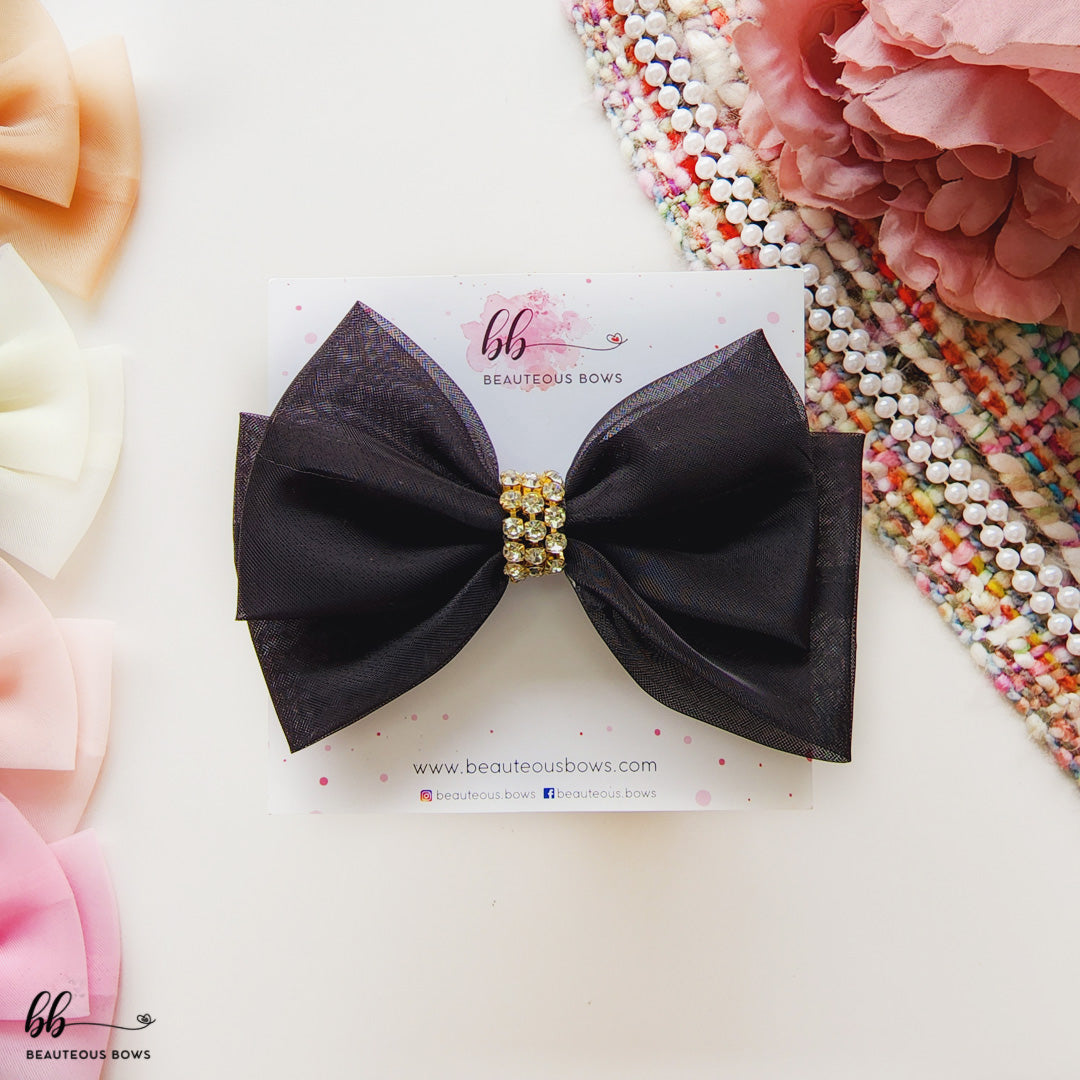 Diamond Organza Hair Bow