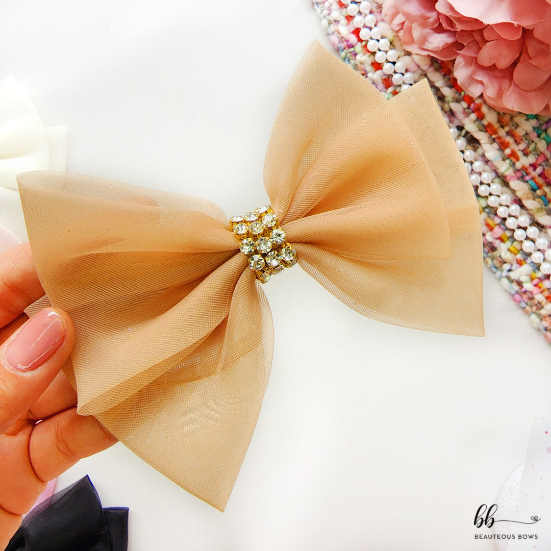 Diamond Organza Hair Bow