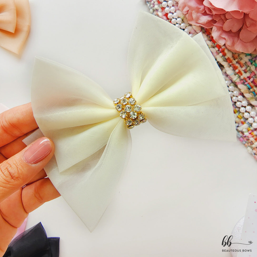 Diamond Organza Hair Bow