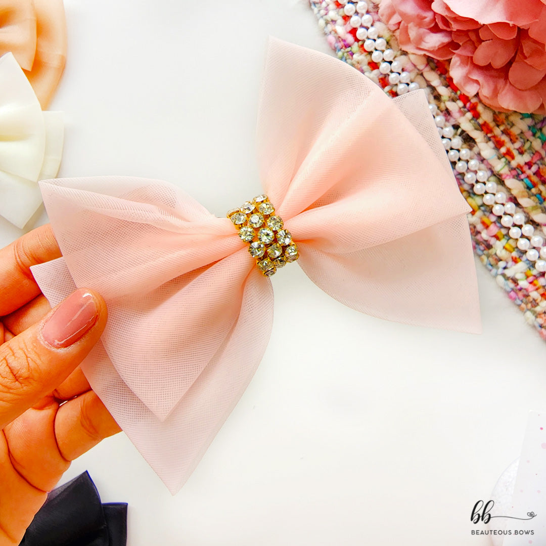 Diamond Organza Hair Bow