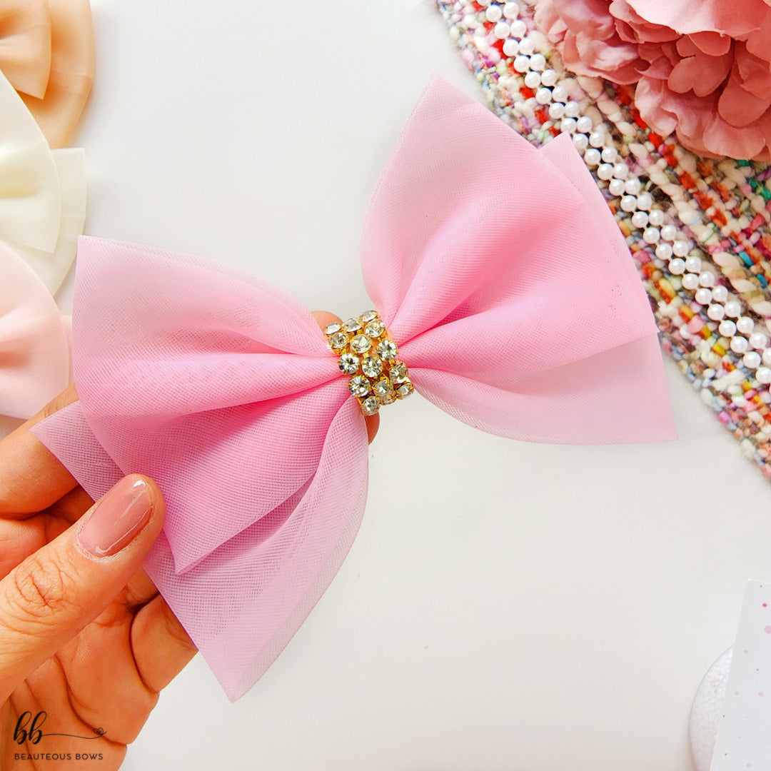 Diamond Organza Hair Bow