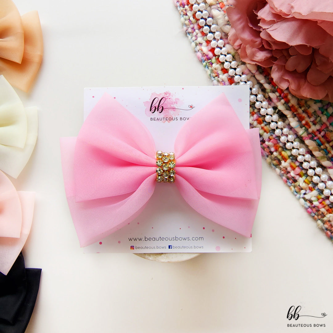 Diamond Organza Hair Bow