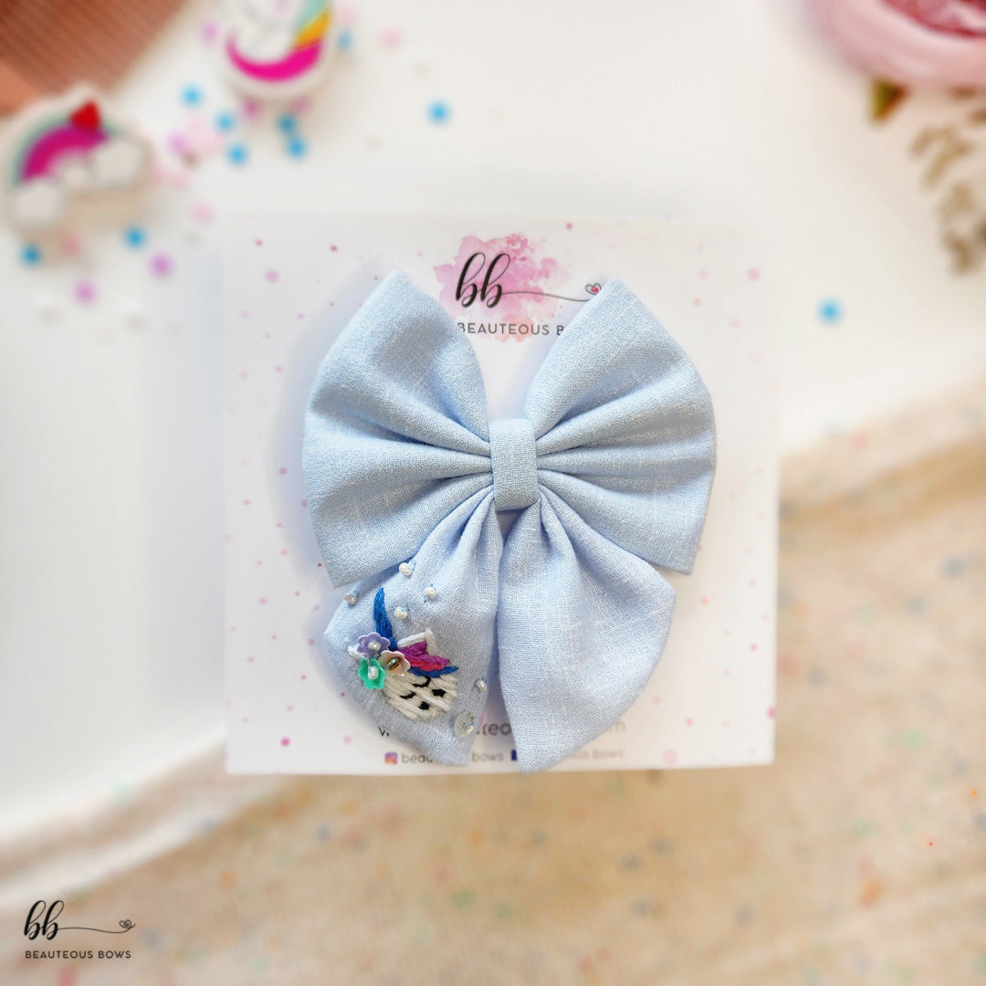 Unicorn Pigtail Hair Bow