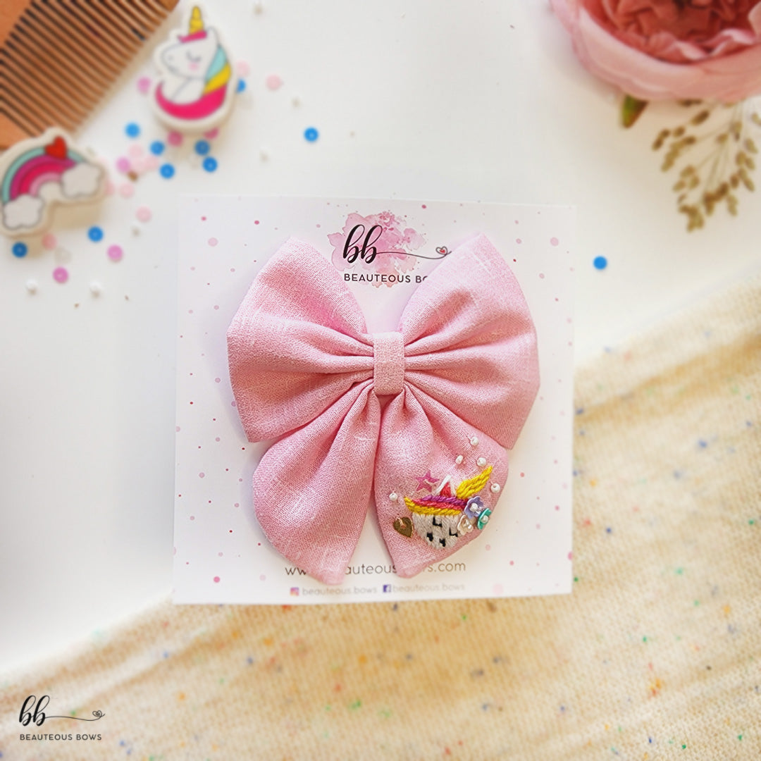 Unicorn Pigtail Hair Bow