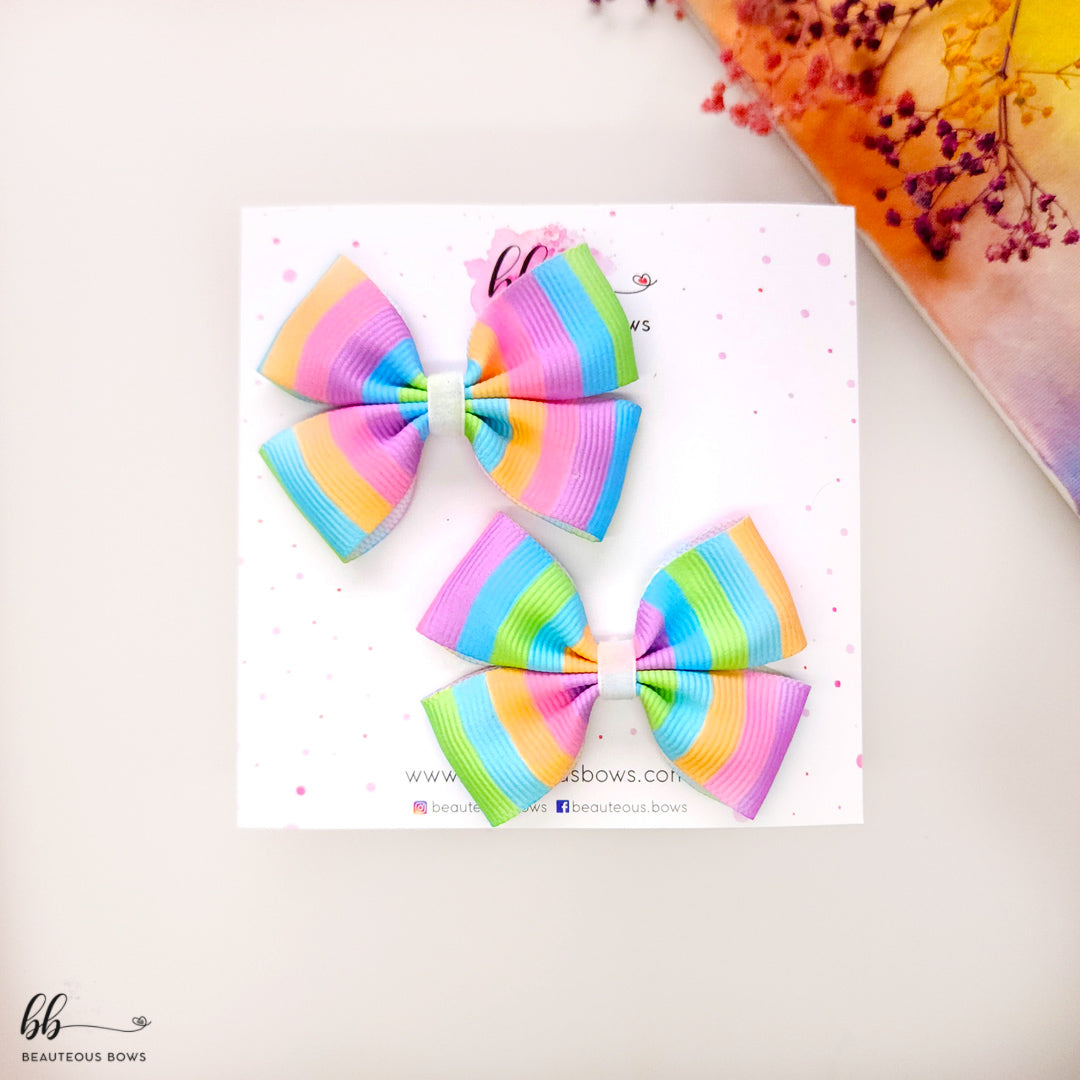 Unicorn Stripes Mini Bow set of 2