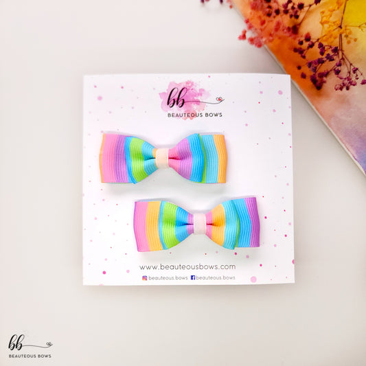 Unicorn Stripes sleek bow set of 2