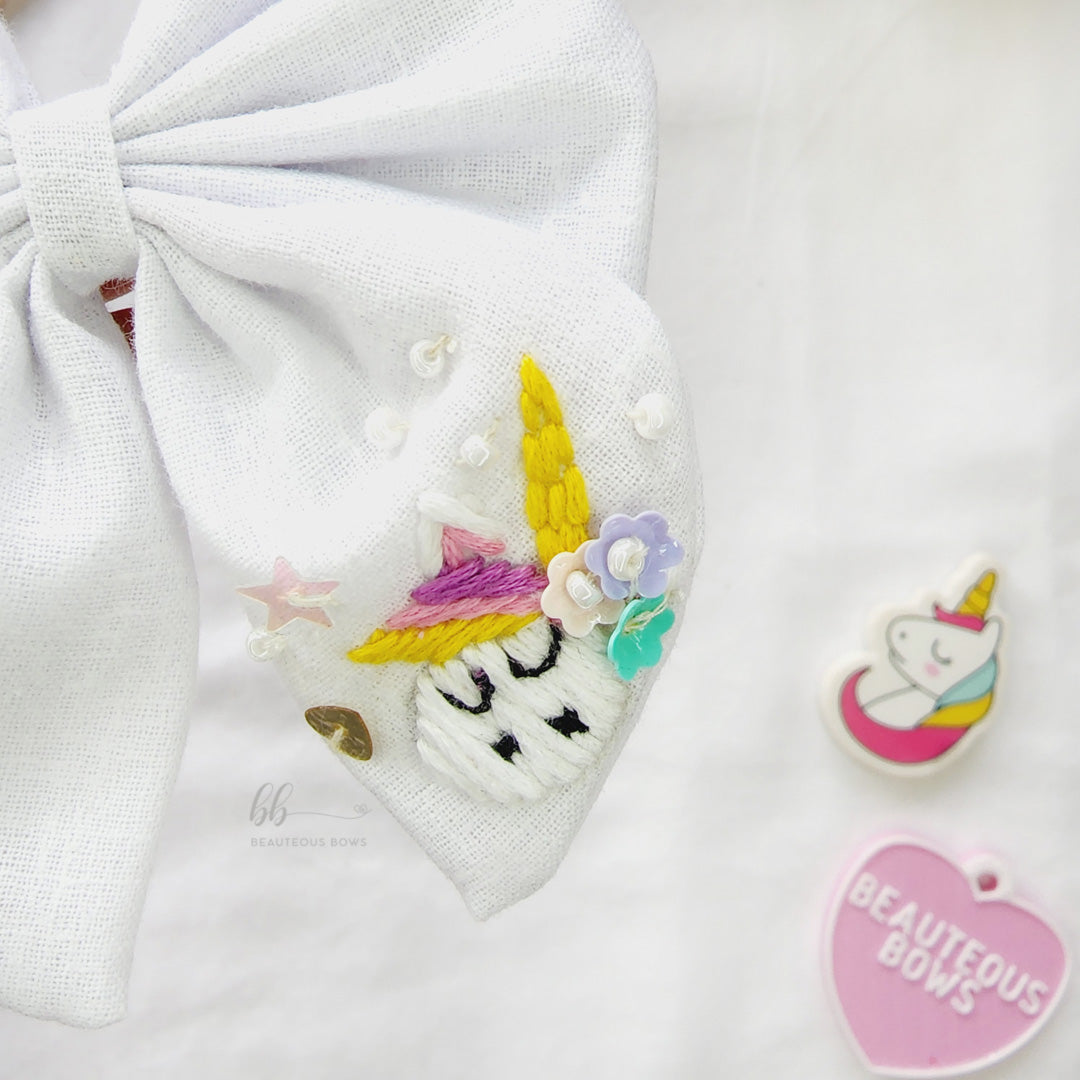 Unicorn Pigtail Hair Bow