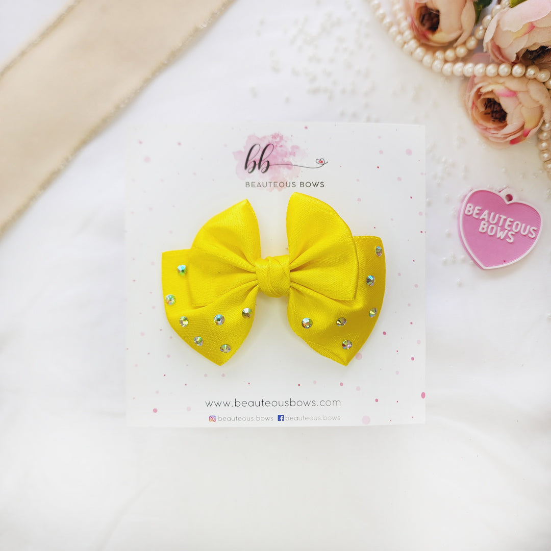 Satin Bejewelled Bow - 8 colours