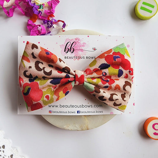 Abstract Florals Printed Hair Bow