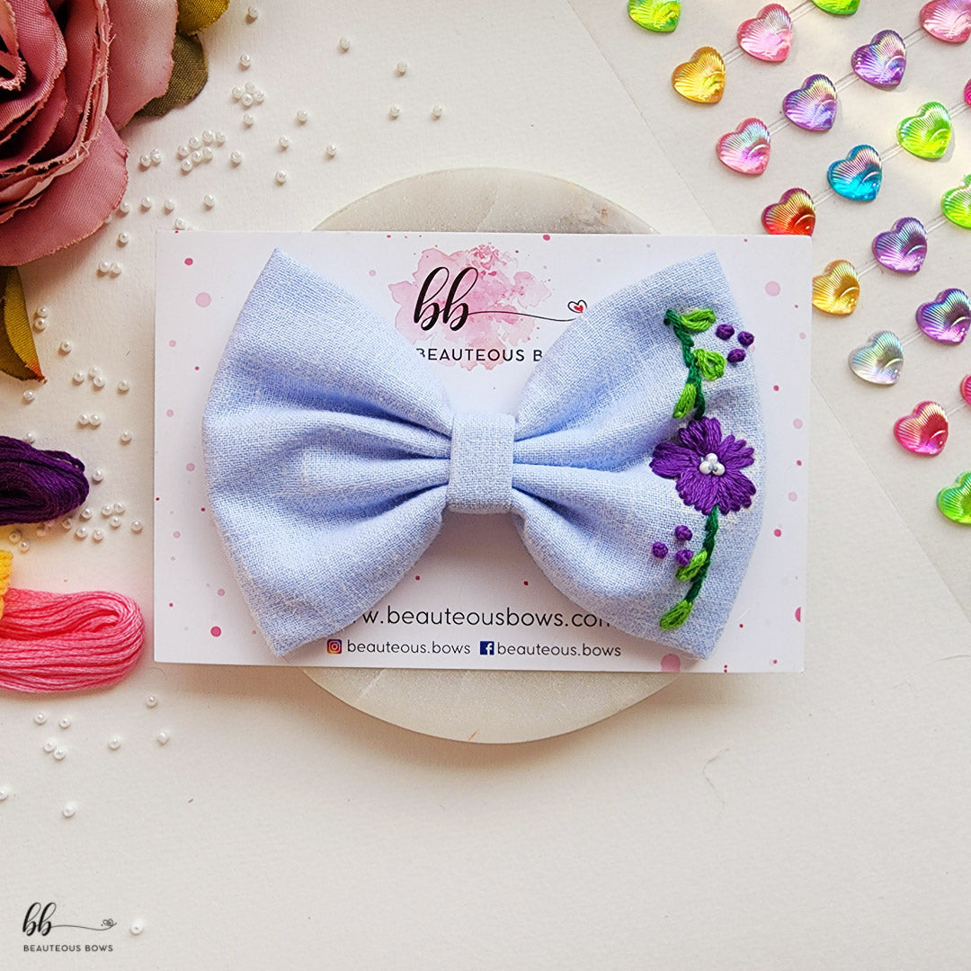 Flower Blue Standard Hair Bow