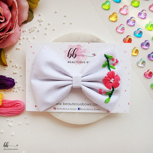 Flower White Standard Hair Bow