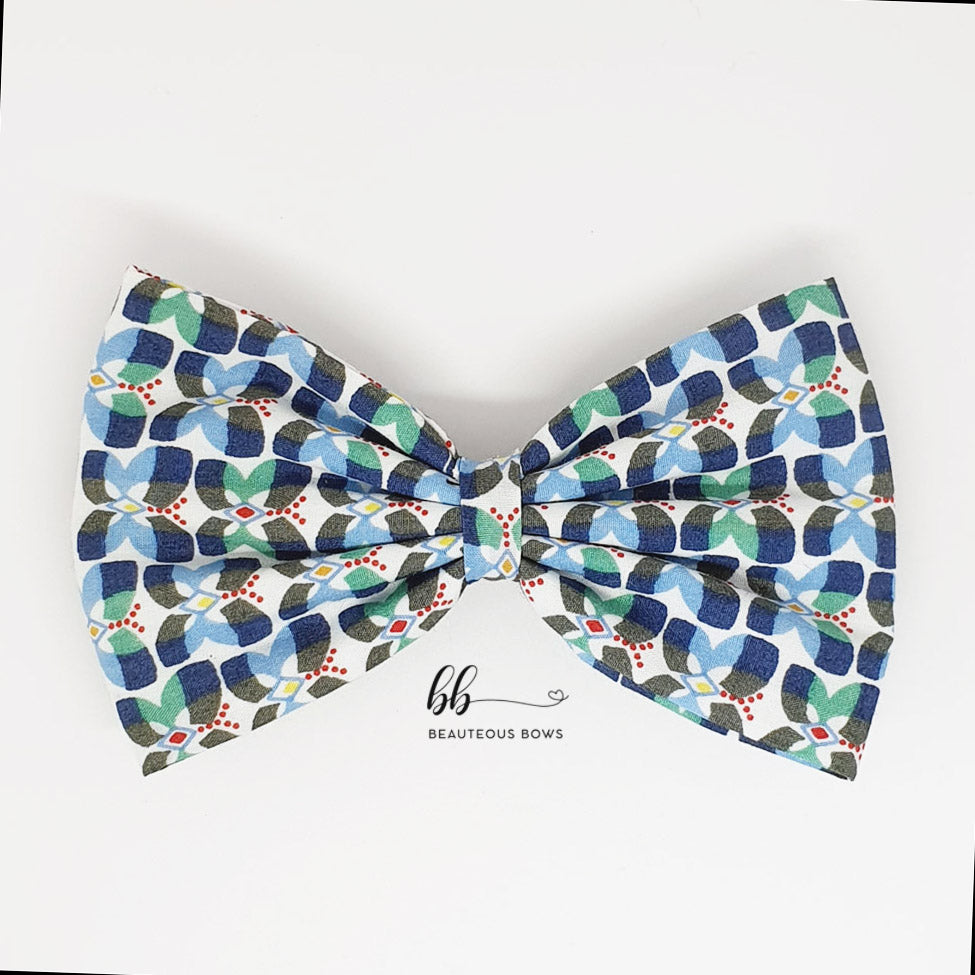 Classy Blue Printed Hair Bow