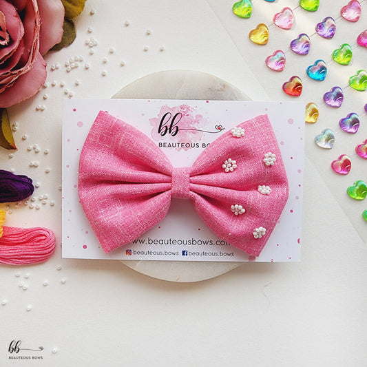 Beaded Blush Standard Hair Bow