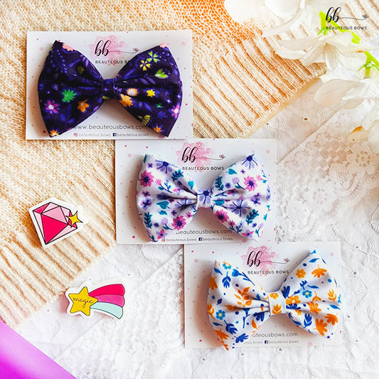 Floral Printed Hair Bow Combo