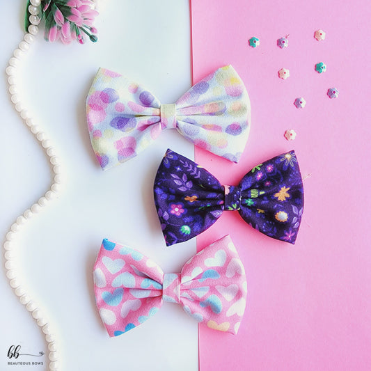 Floral Hearts Hair Bow Combo