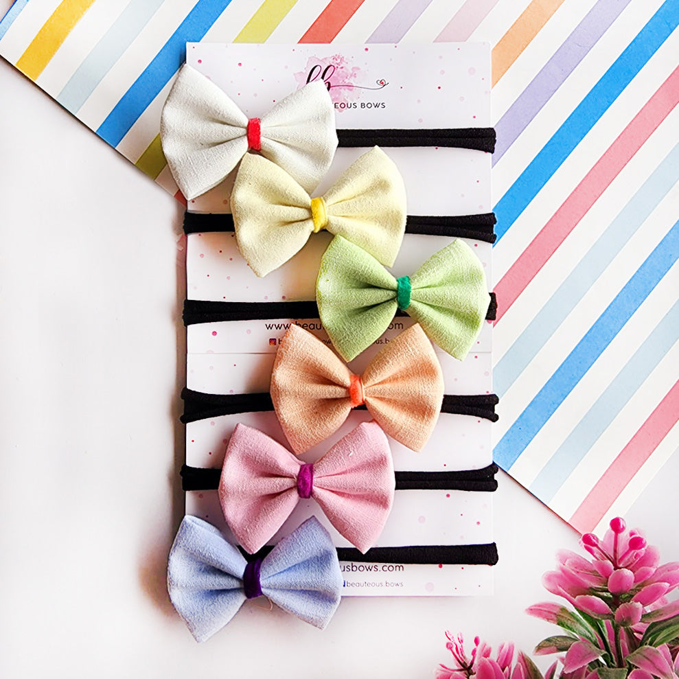 Pastel Linen Mini Bow Set of 6