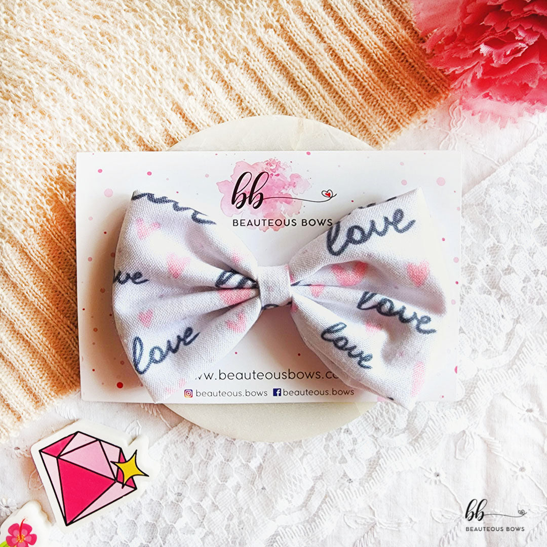 Love text Printed Hair Bow