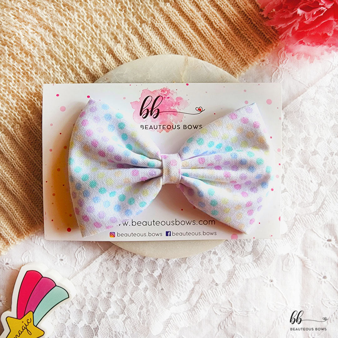 Polka Rainbow Printed Hair Bow