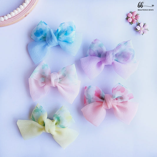 Printed Organza Double Bow