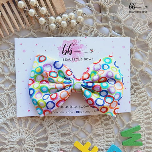 Rainbow Rings Printed Hair Bow