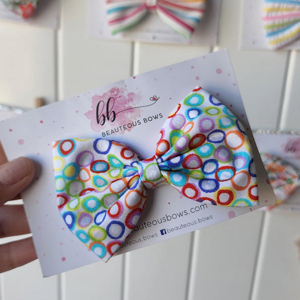 Rainbow Rings Printed Hair Bow