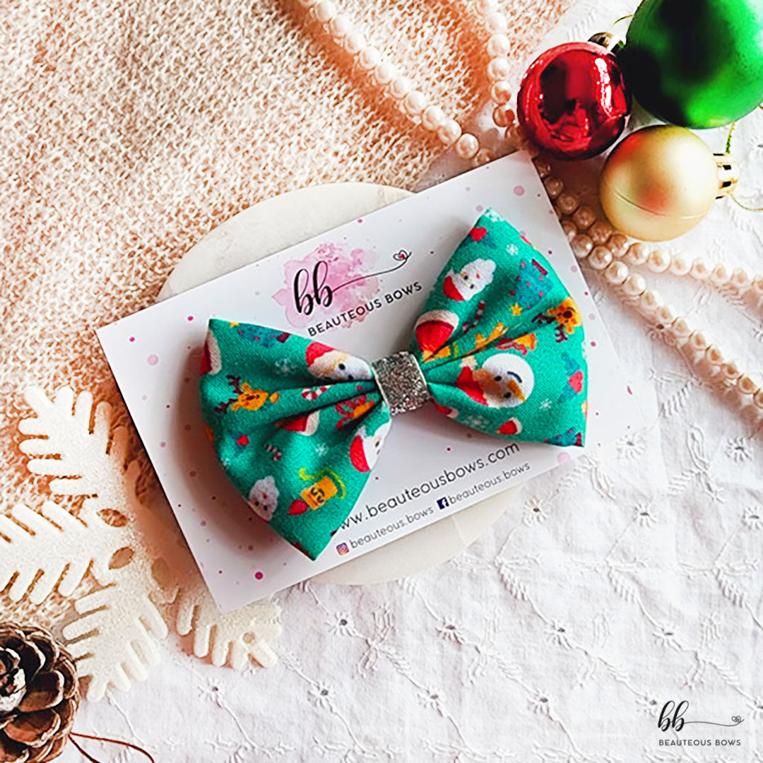 Santa Love Printed Hair Bow