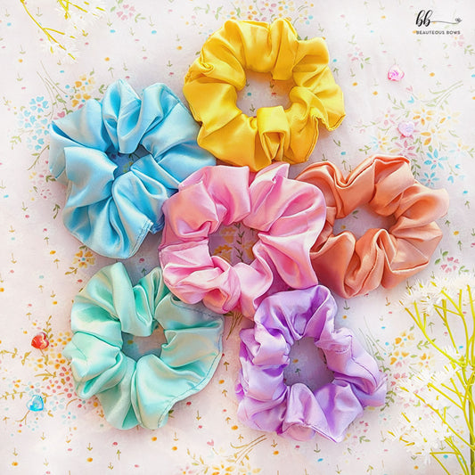 Dreamy Pastel Satin Scrunchie Set